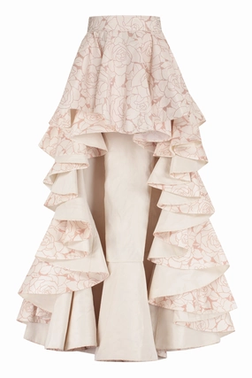 Elisabetta Franchi Floral Printed Ruffled Maxi Skirt