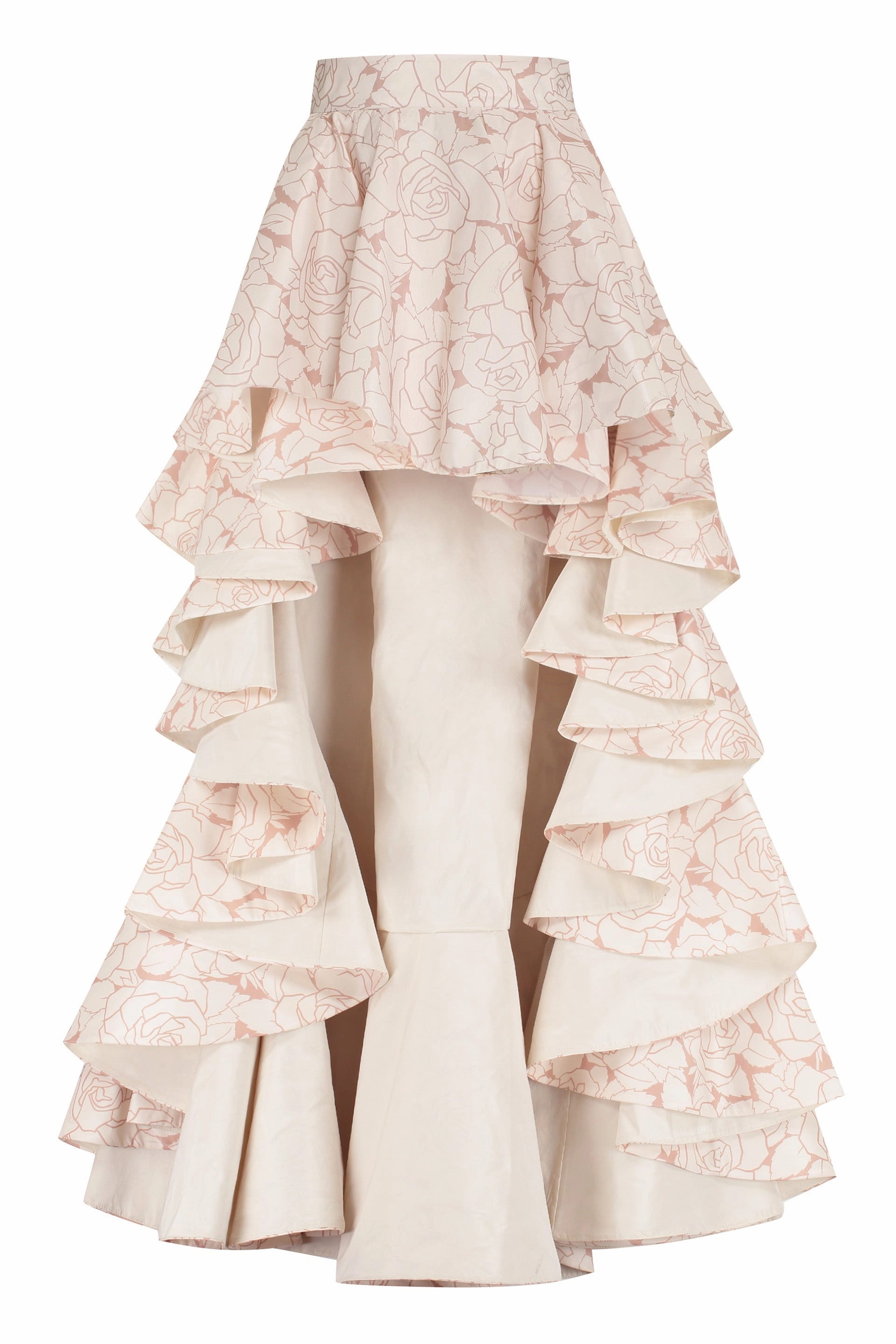 Elisabetta Franchi Floral Printed Ruffled Maxi Skirt