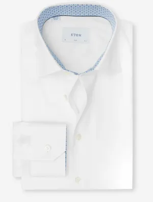 Geometric Inlay Slim Fit Shirt White