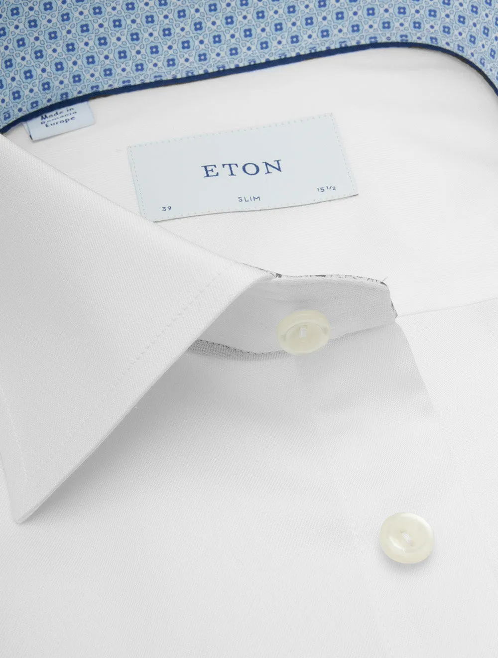 Geometric Inlay Slim Fit Shirt White