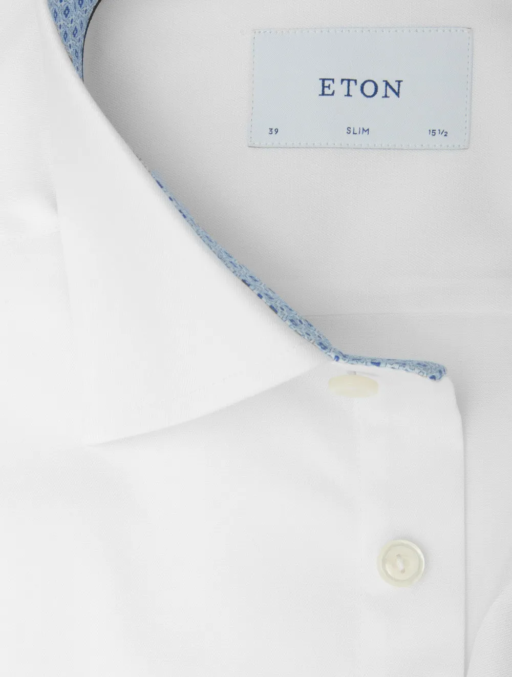 Geometric Inlay Slim Fit Shirt White