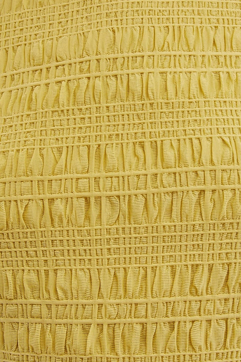 Green Mesh T-Shirt Gathered Texture Detail Short Sleeve