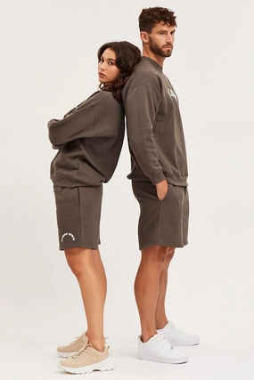 Grey Unisex Sweatshirts Oversized Crew Neck