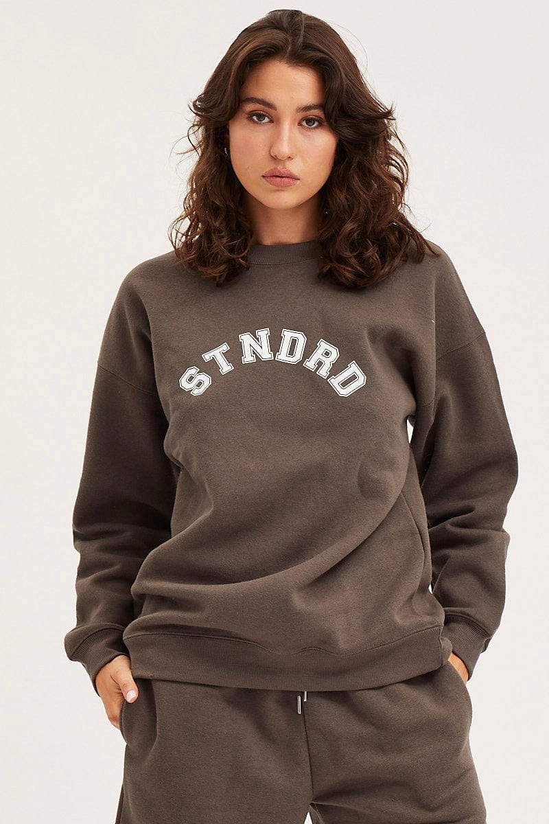 Grey Unisex Sweatshirts Oversized Crew Neck