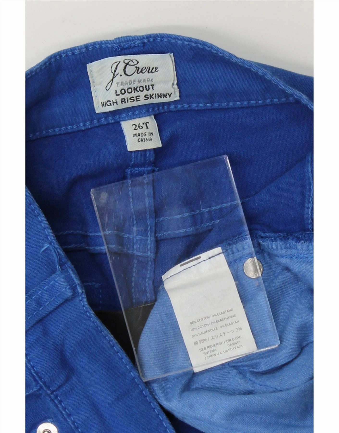 J. CREW Womens Lookout Skinny Casual Trousers W26 L29 Blue Cotton