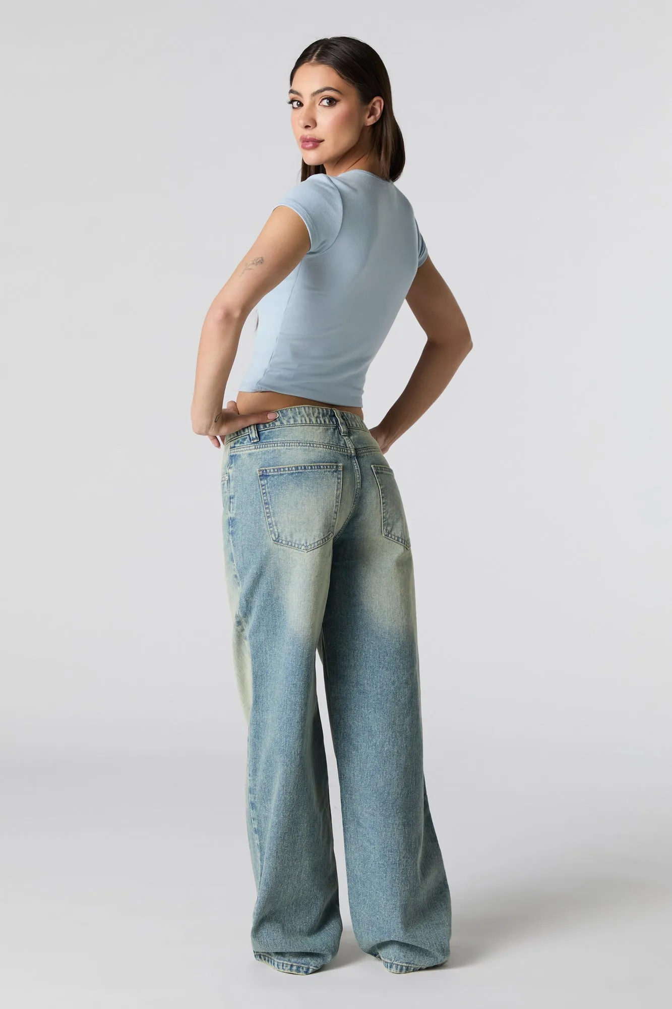 Jean de planchiste délavé moyen vintage à taille basse
