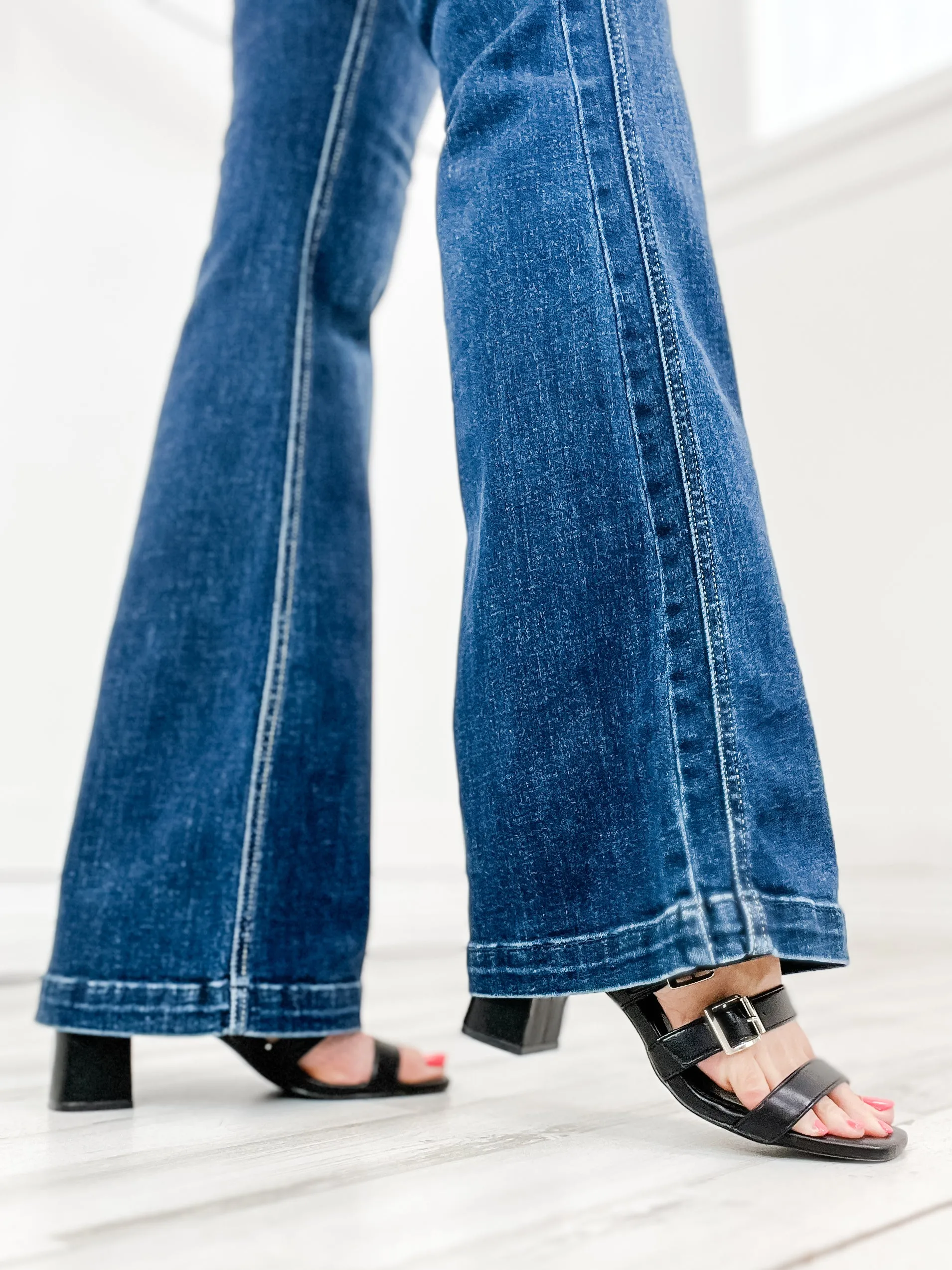Judy Blue ANTI-HERO Hi-Rise Angled Side Seam Detail Flare Denim Jeans