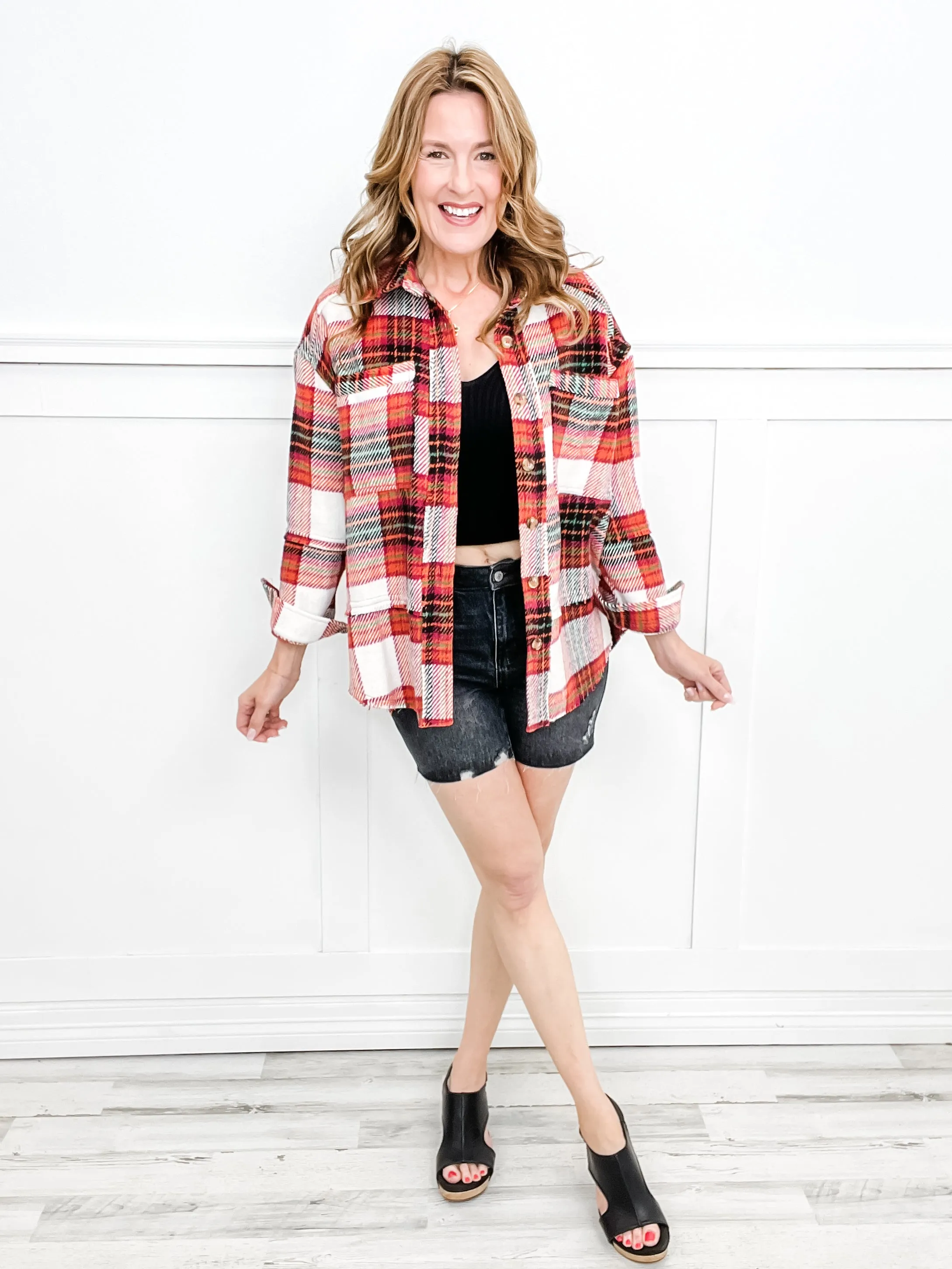 Judy Blue Hi-Waist Rigid Magic Destroyed Raw Hem Black Denim Shorts
