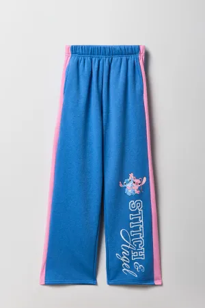 Kids Stitch & Angel Graphic Wide Leg Striped Sweatpant