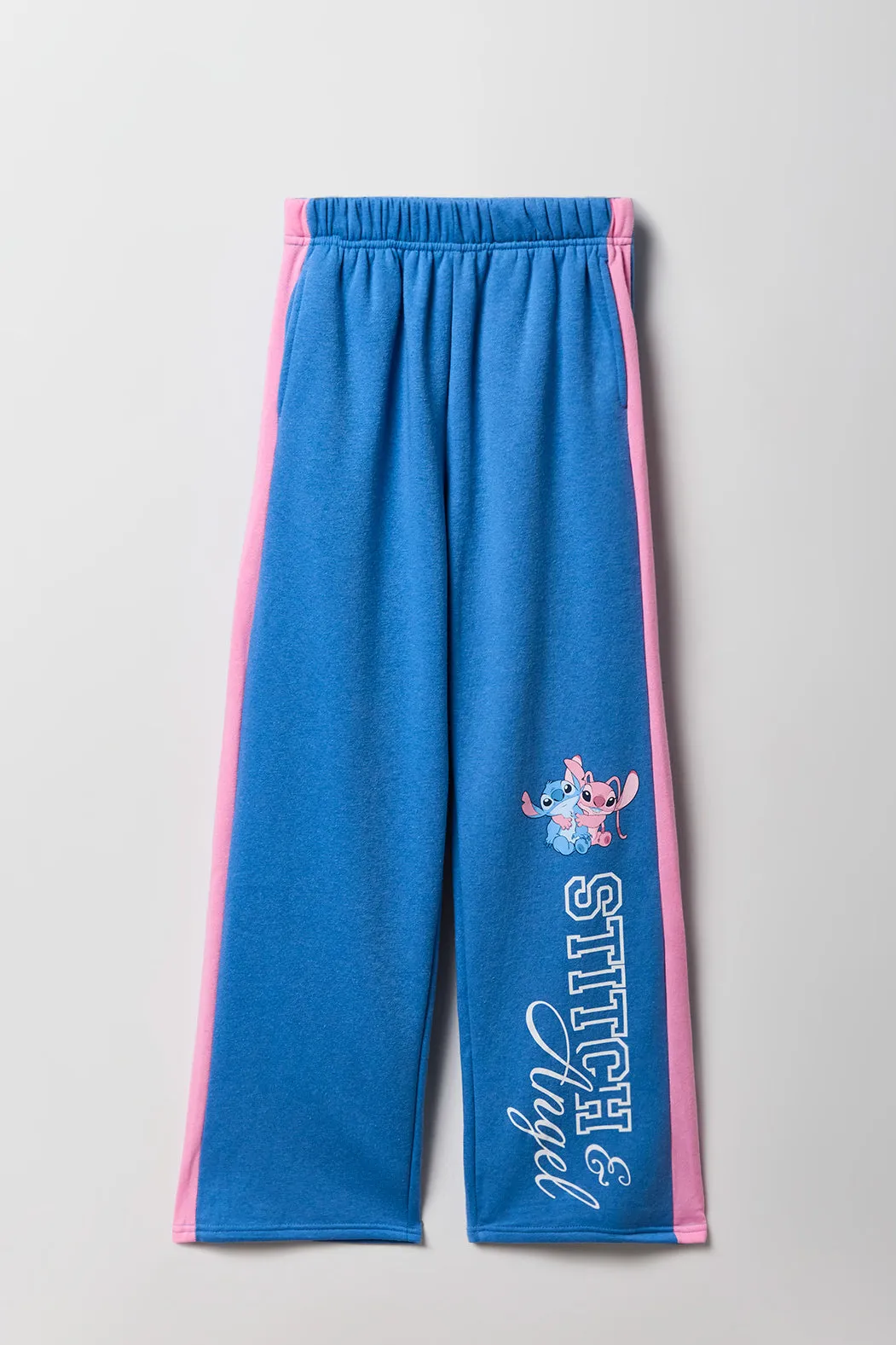 Kids Stitch & Angel Graphic Wide Leg Striped Sweatpant