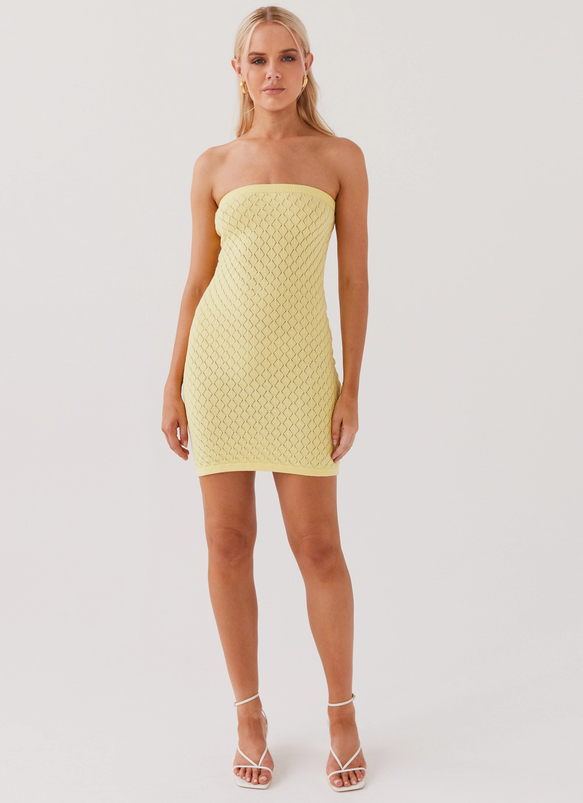 Lifeline Knit Tube Mini Dress - Lemon