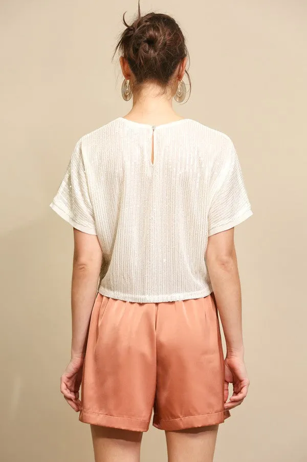 Light Sequin Keyhole Top | FINAL SALE