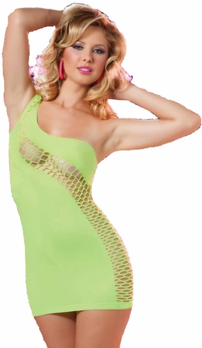 Lime Green Seamless Asymmetrical Dress