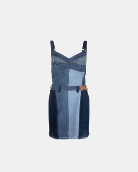 Marine Serre Patchwork Denim Mini Dress Medium Blue