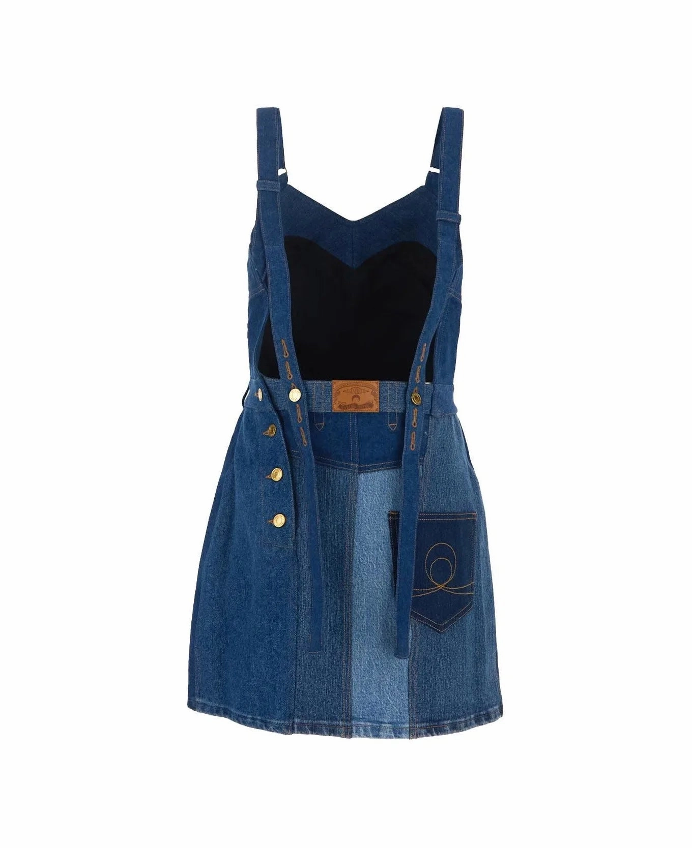 Marine Serre Patchwork Denim Mini Dress Medium Blue