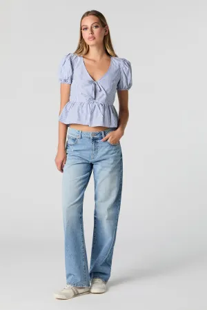 Medium Wash Rigid Distressed Slouchy Straight Leg Jean