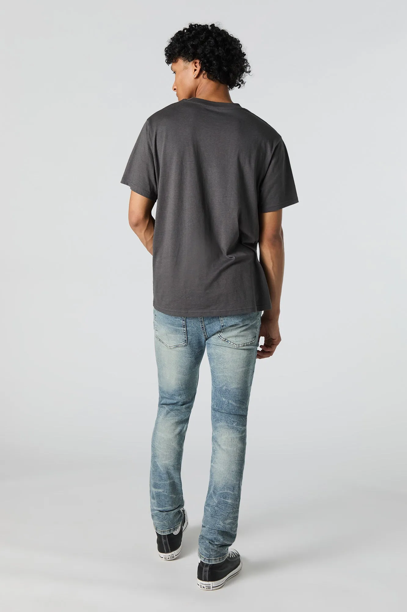 Medium Wash Stretch Distressed Skinny Jean