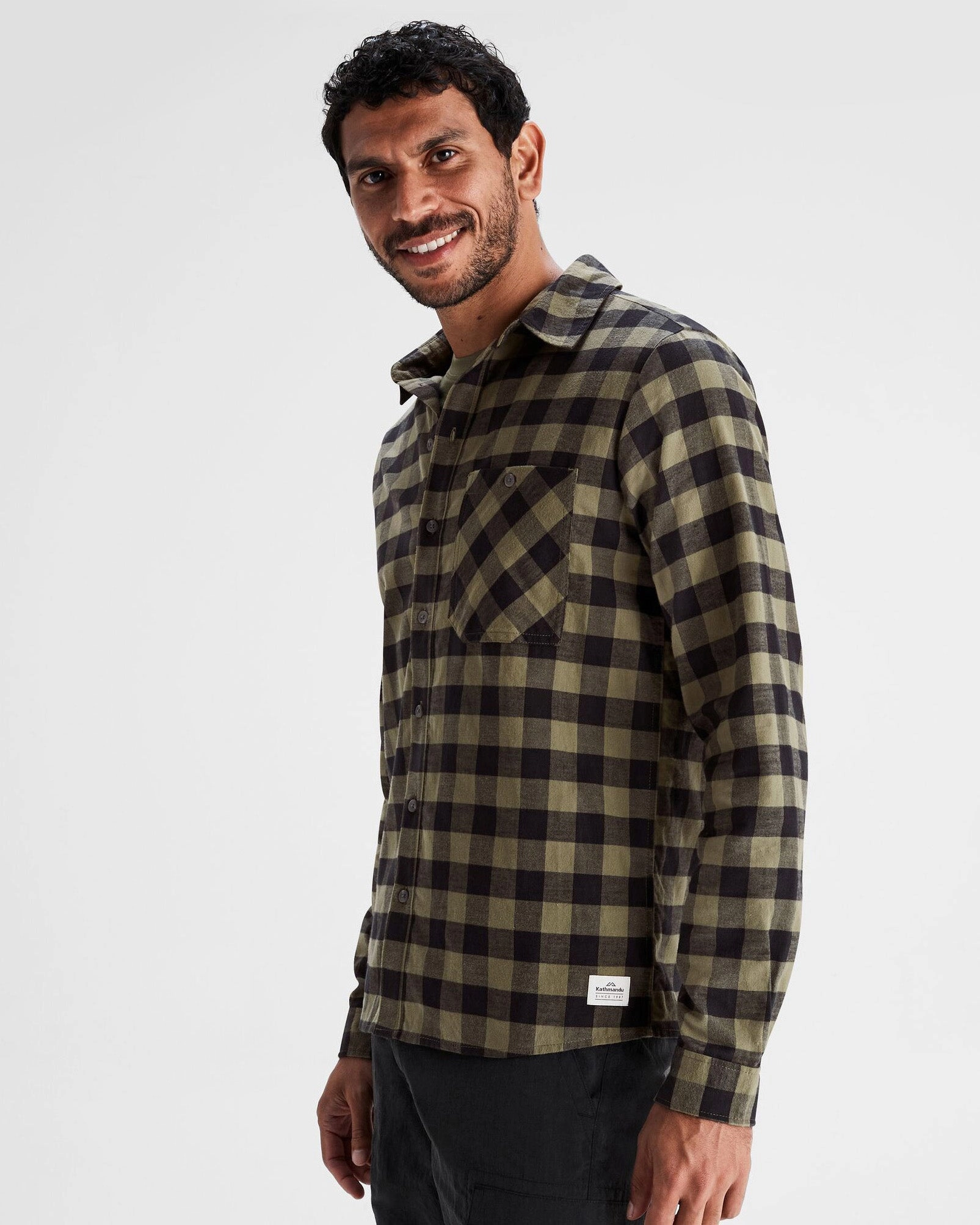 Men's Fyfe Flannel Shirt - Light Moss Gingham