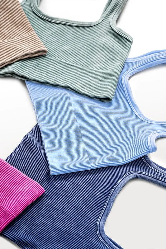 Mineral Washed Square Neck Crop Brami - Final Sale
