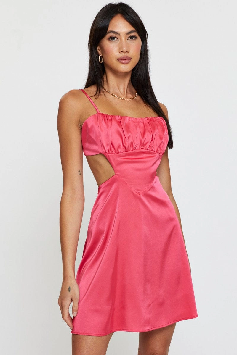 Pink A Line Dress Mini