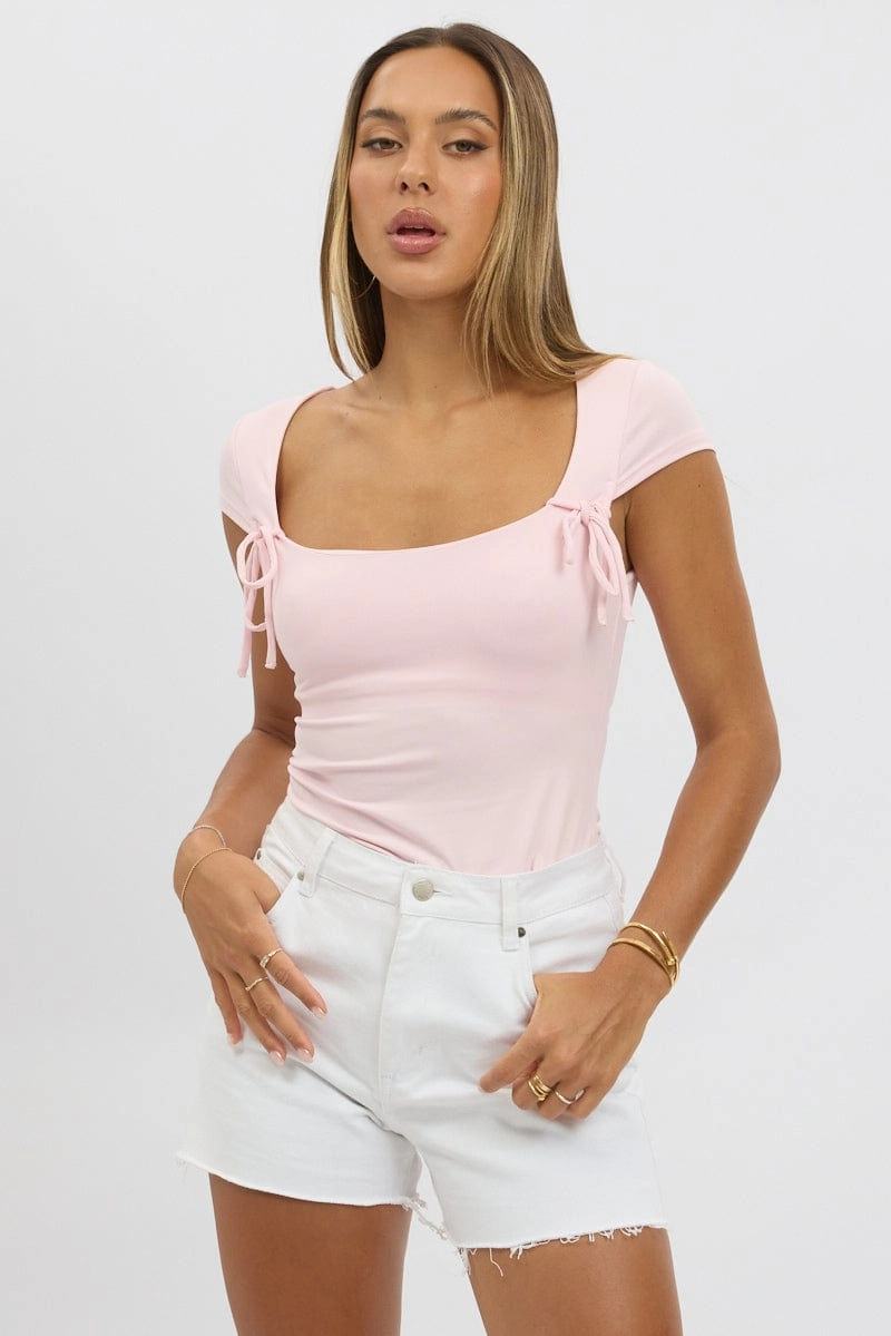 Pink Supersoft Tank Scoop Neck Ribbon
