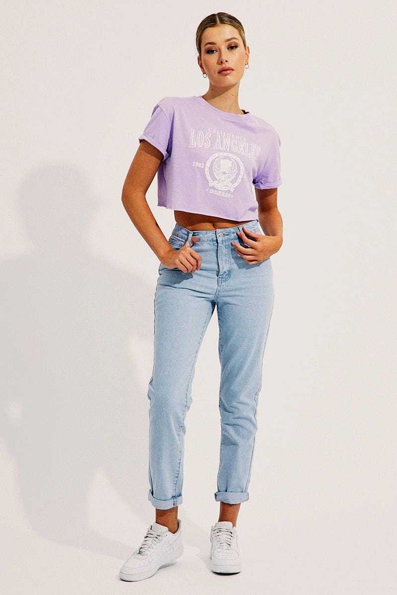 Purple Crop T Shirt