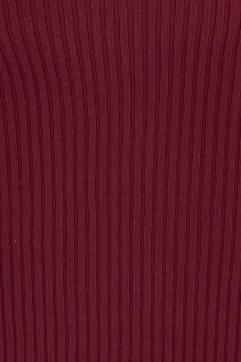 Red Knit Dress Long Sleeve Midi