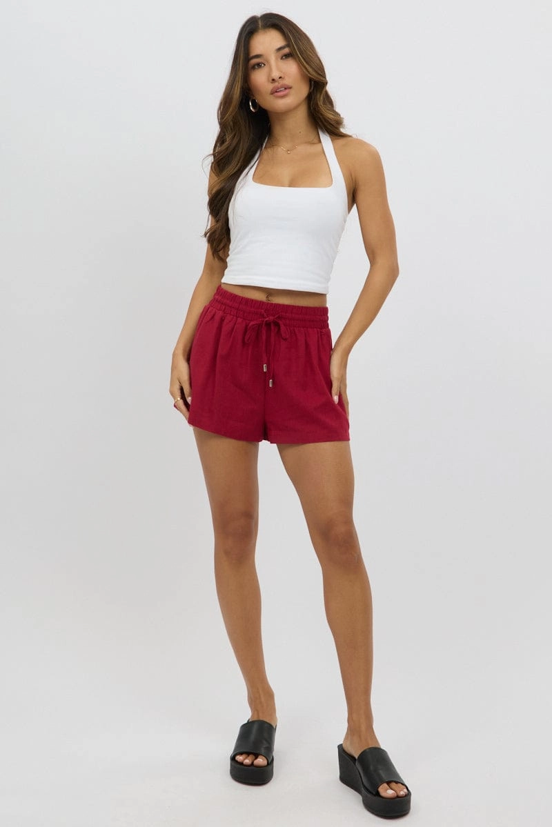 Red Shorts Elasticated Waist