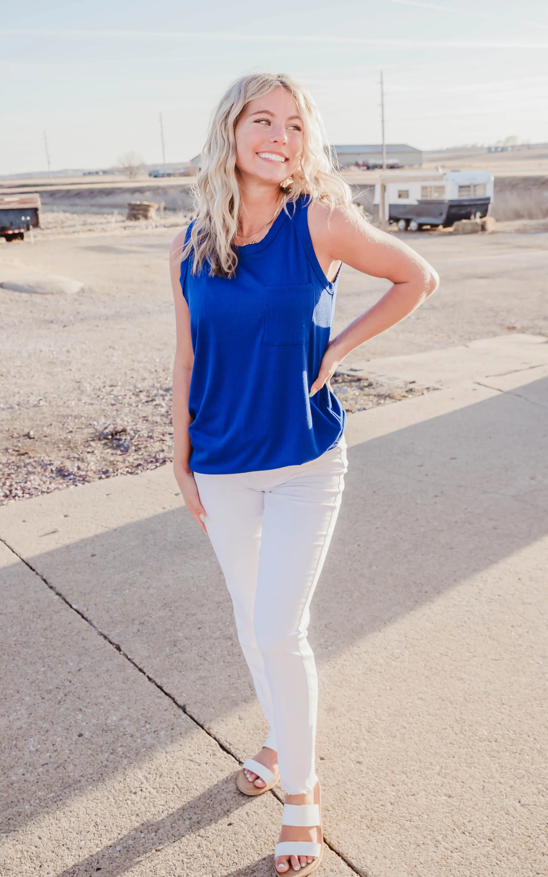 Ribbed Solid Knit Tank Top - Final Sale