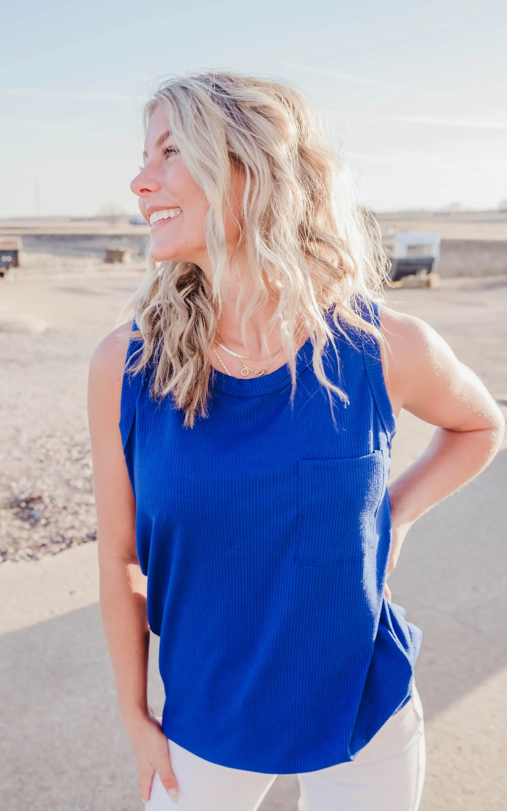 Ribbed Solid Knit Tank Top - Final Sale