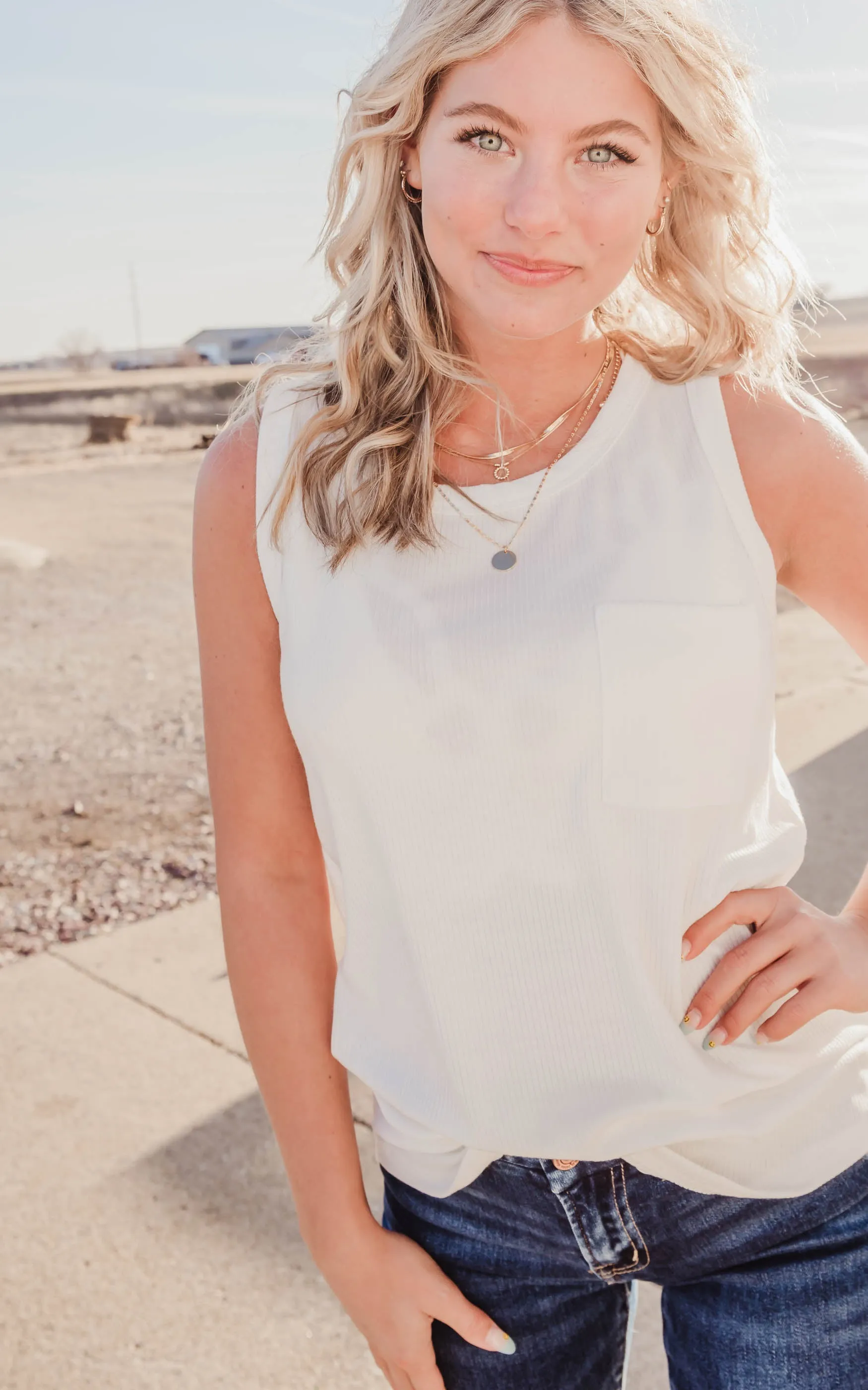 Ribbed Solid Knit Tank Top - Final Sale