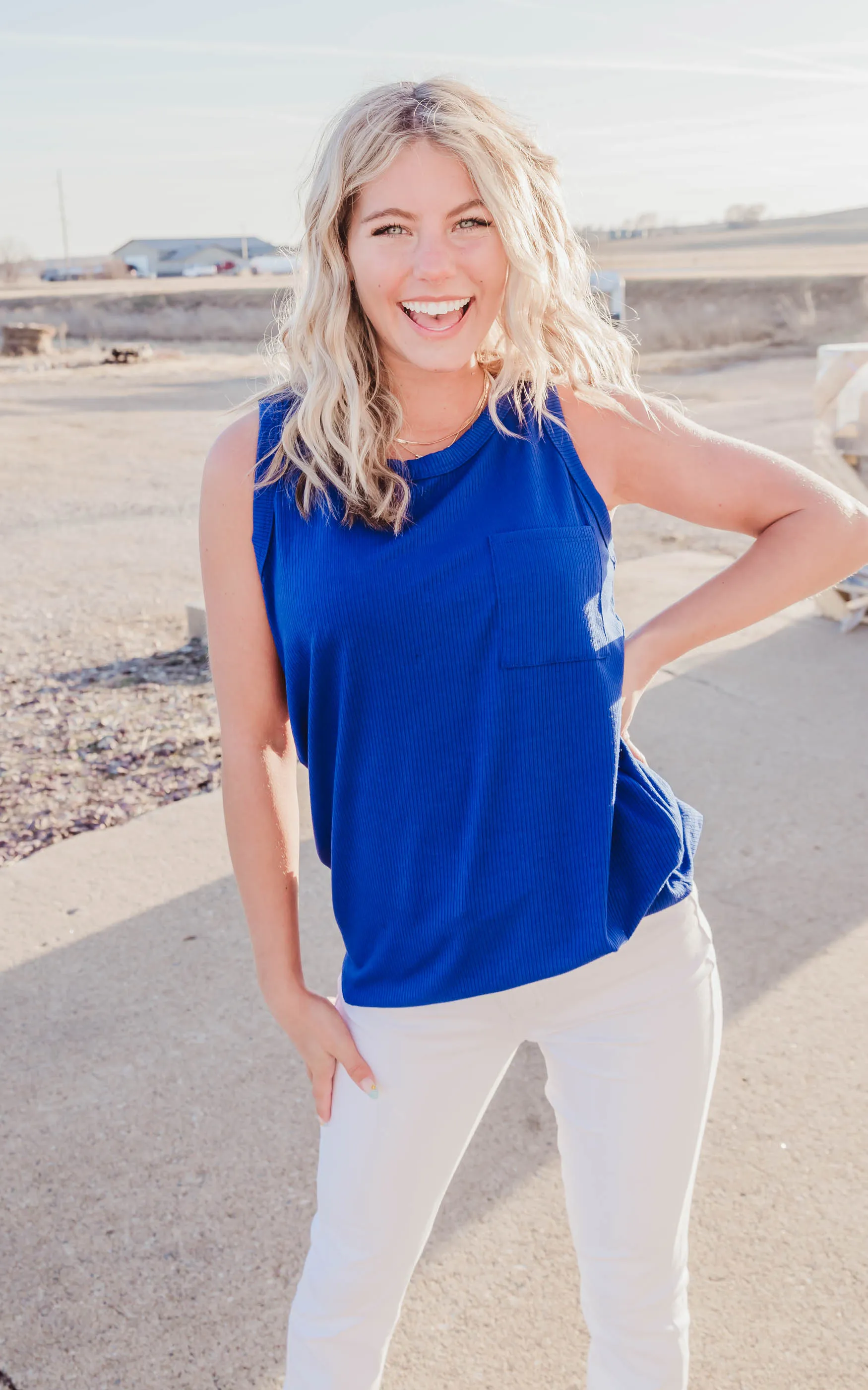 Ribbed Solid Knit Tank Top - Final Sale