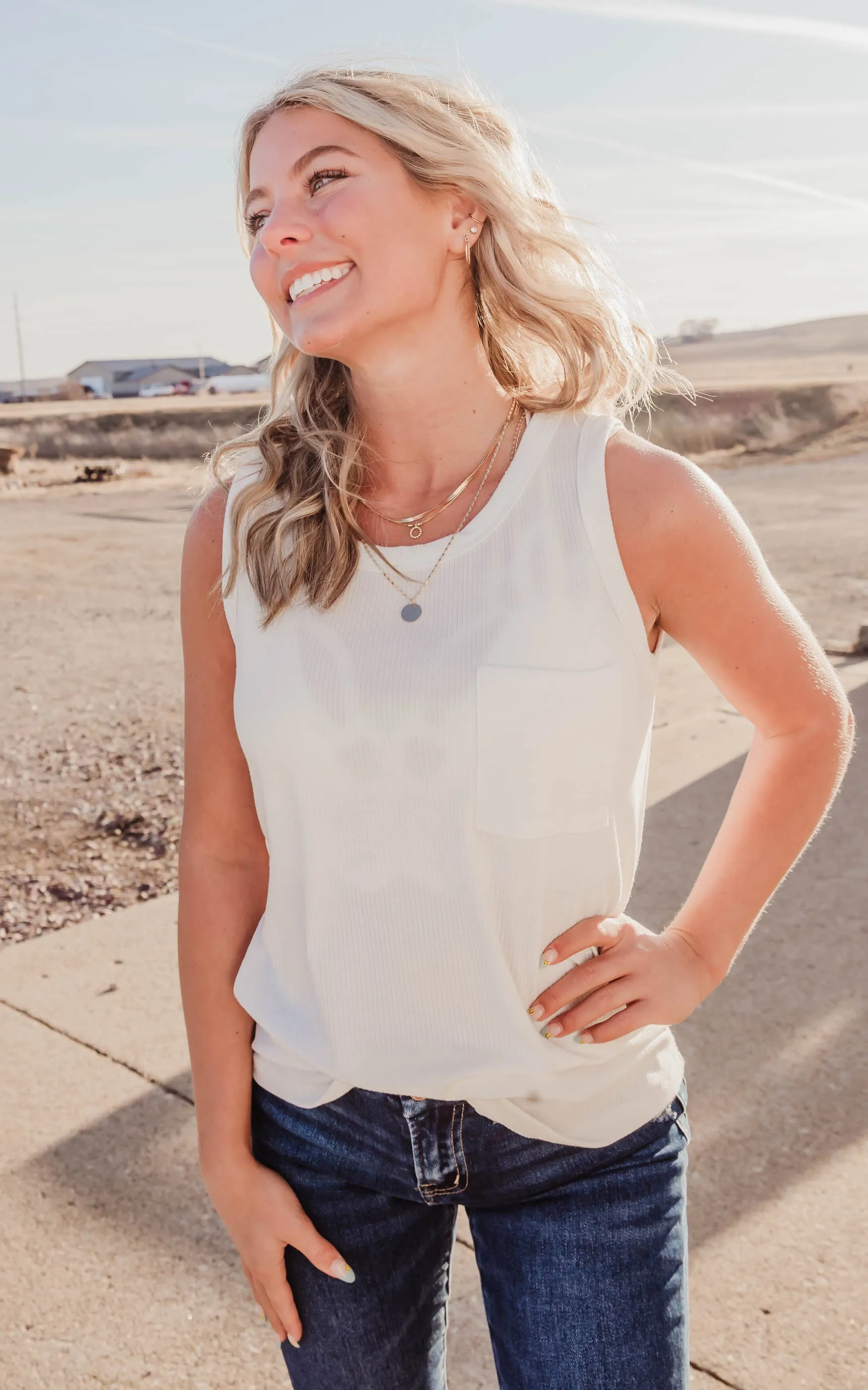 Ribbed Solid Knit Tank Top - Final Sale