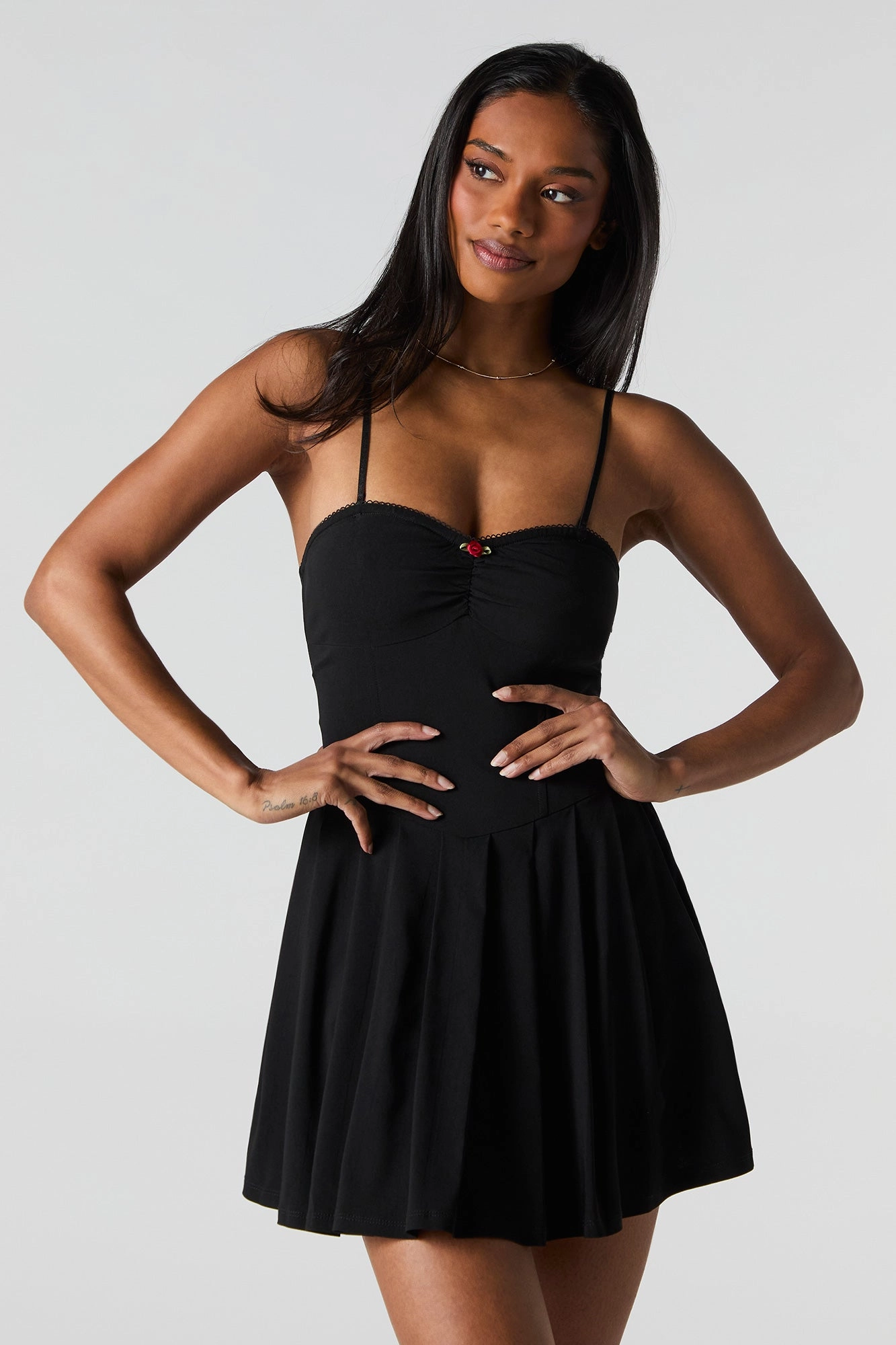 Rosette Corset Pleated Mini Dress