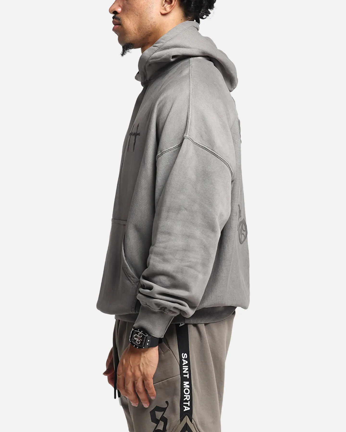 Saint Morta Mortal Boxy Hoodie Washed Charcoal