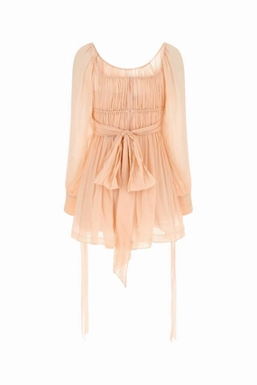 Saint Laurent Puff-Sleeved Pleated Mini Dress