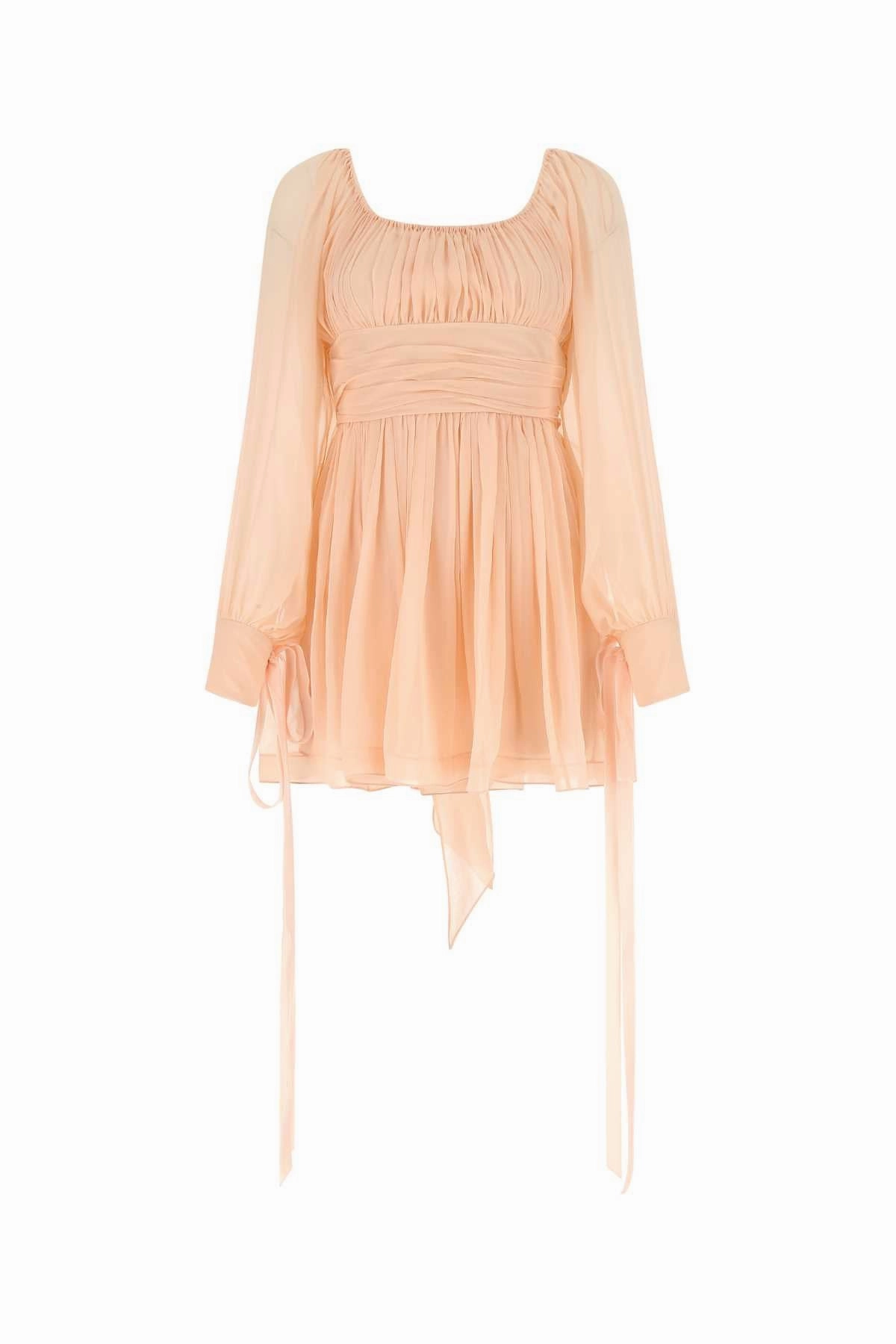 Saint Laurent Puff-Sleeved Pleated Mini Dress