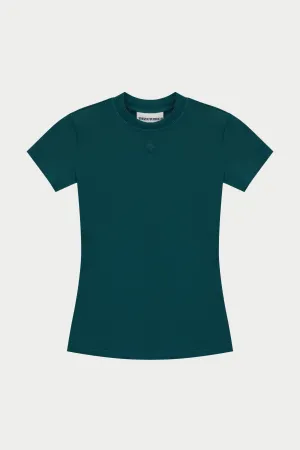 SCULPTING STRETCH EMBLEM BABY TEE - FOREST GREEN