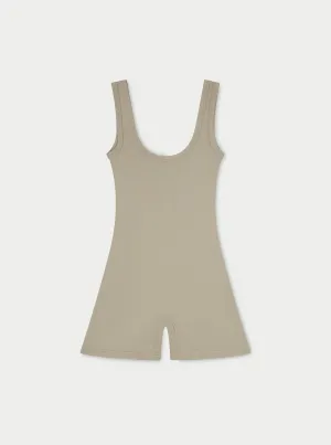 SCULPTING STRETCH EMBLEM UNITARD - BEIGE