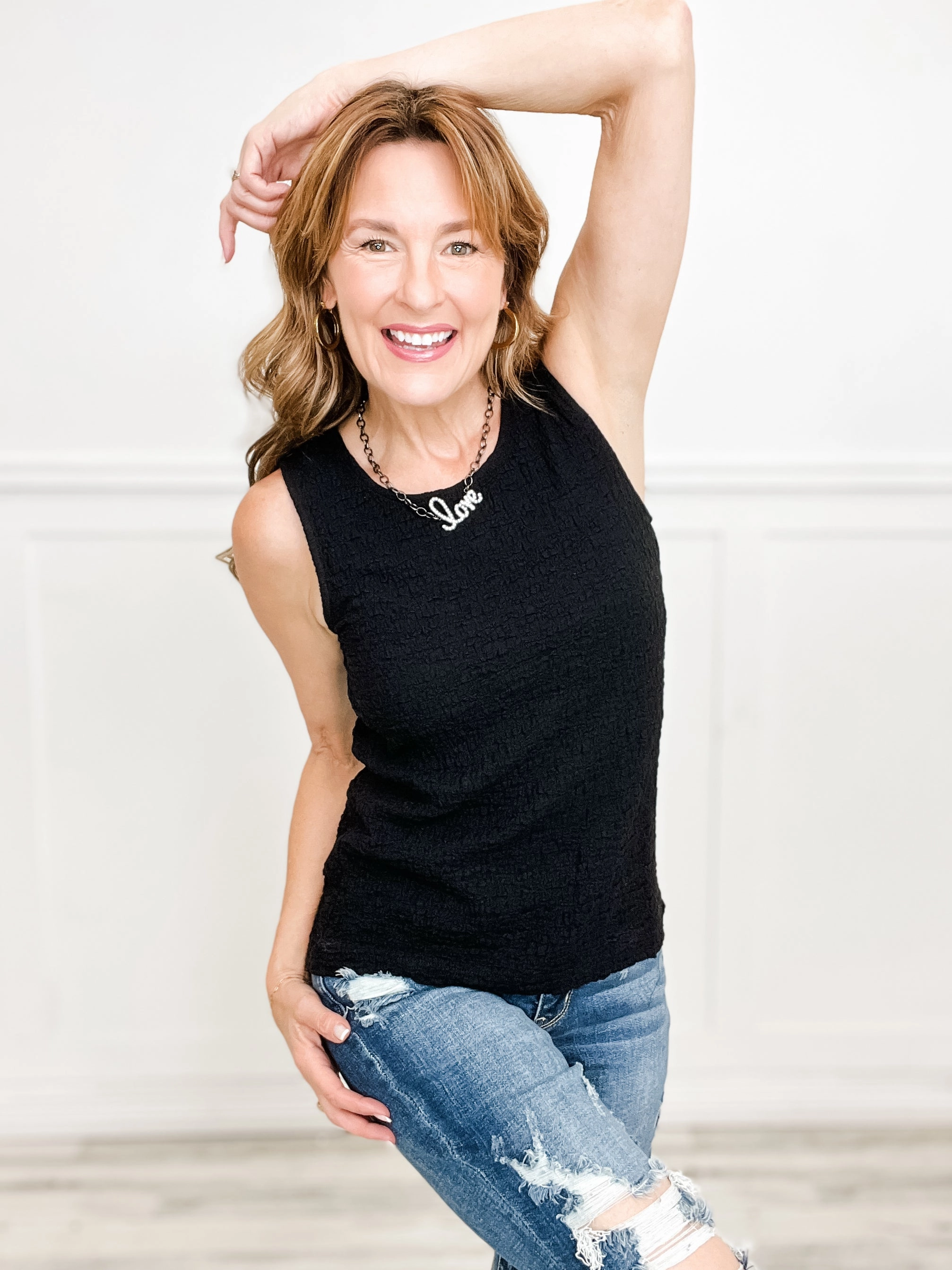 Sleeveless Crinkle Texture Top