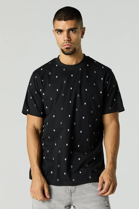 T-shirt ras du cou à petit imprimé