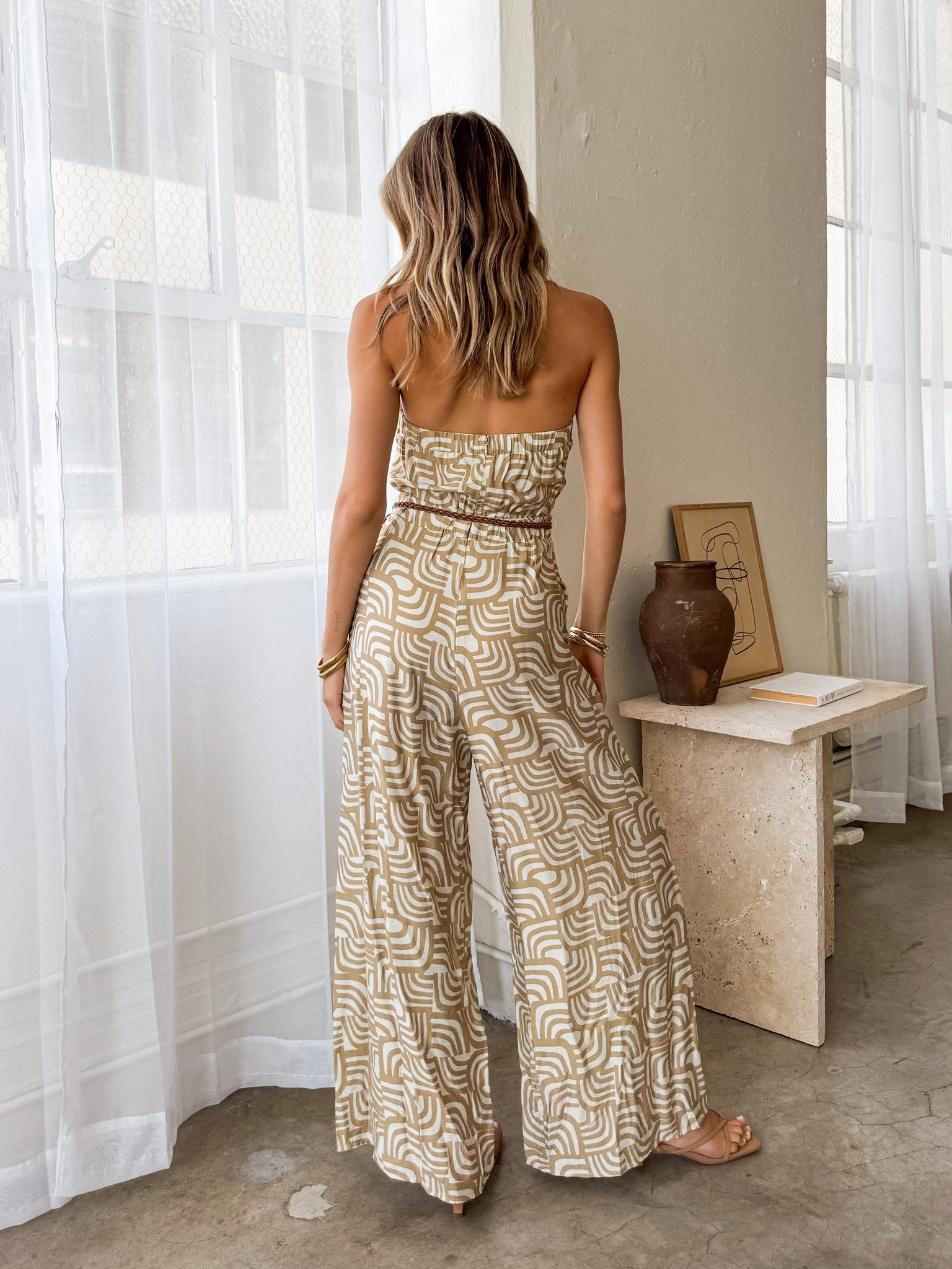 Take Me Away Jumpsuit in Khaki