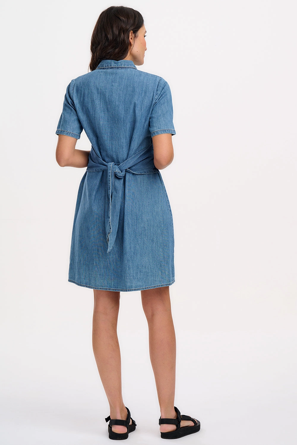 Talitha Mini Shirt Dress - Mid Blue Denim