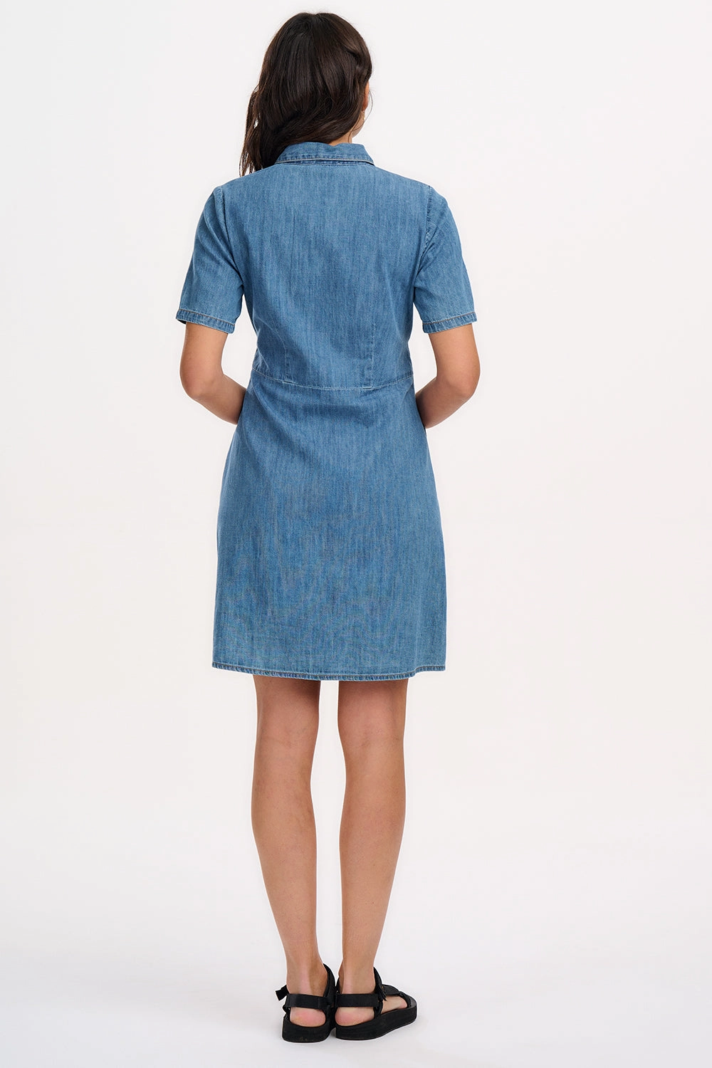 Talitha Mini Shirt Dress - Mid Blue Denim