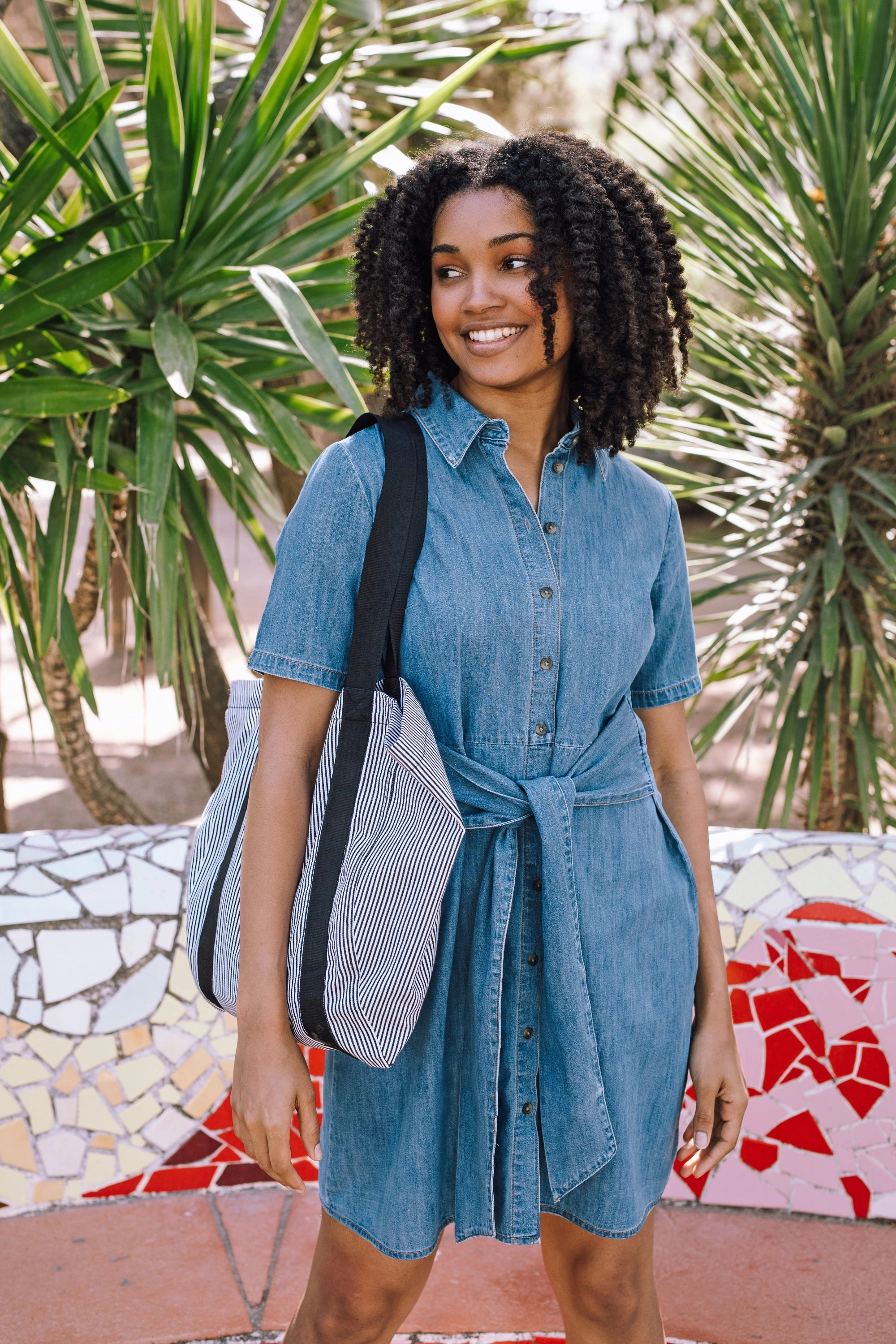 Talitha Mini Shirt Dress - Mid Blue Denim