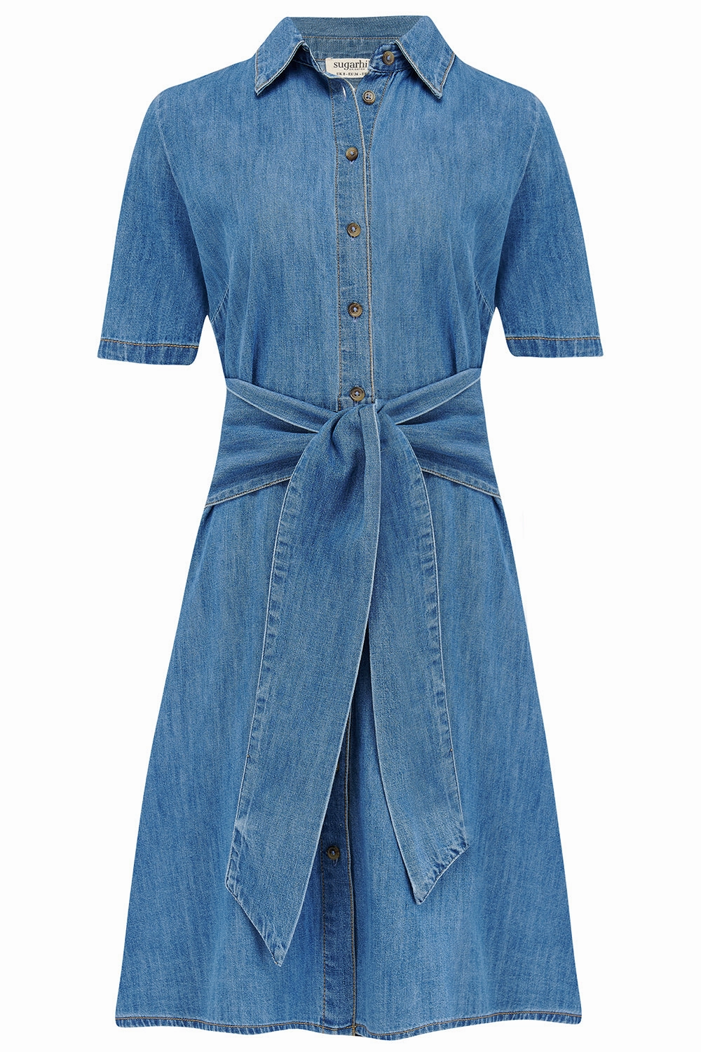 Talitha Mini Shirt Dress - Mid Blue Denim