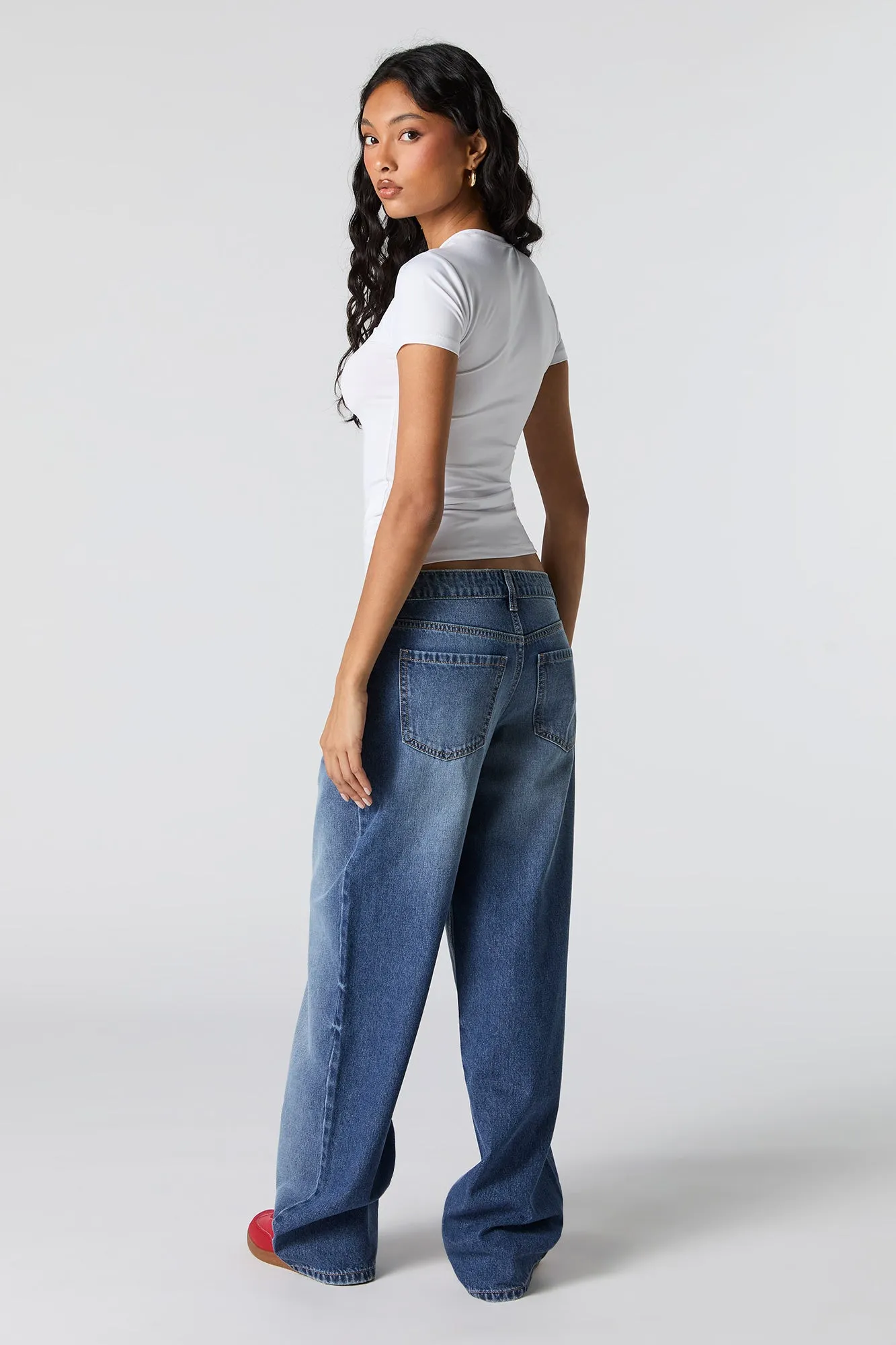 Vintage Wash Mid Rise Baggy Jean
