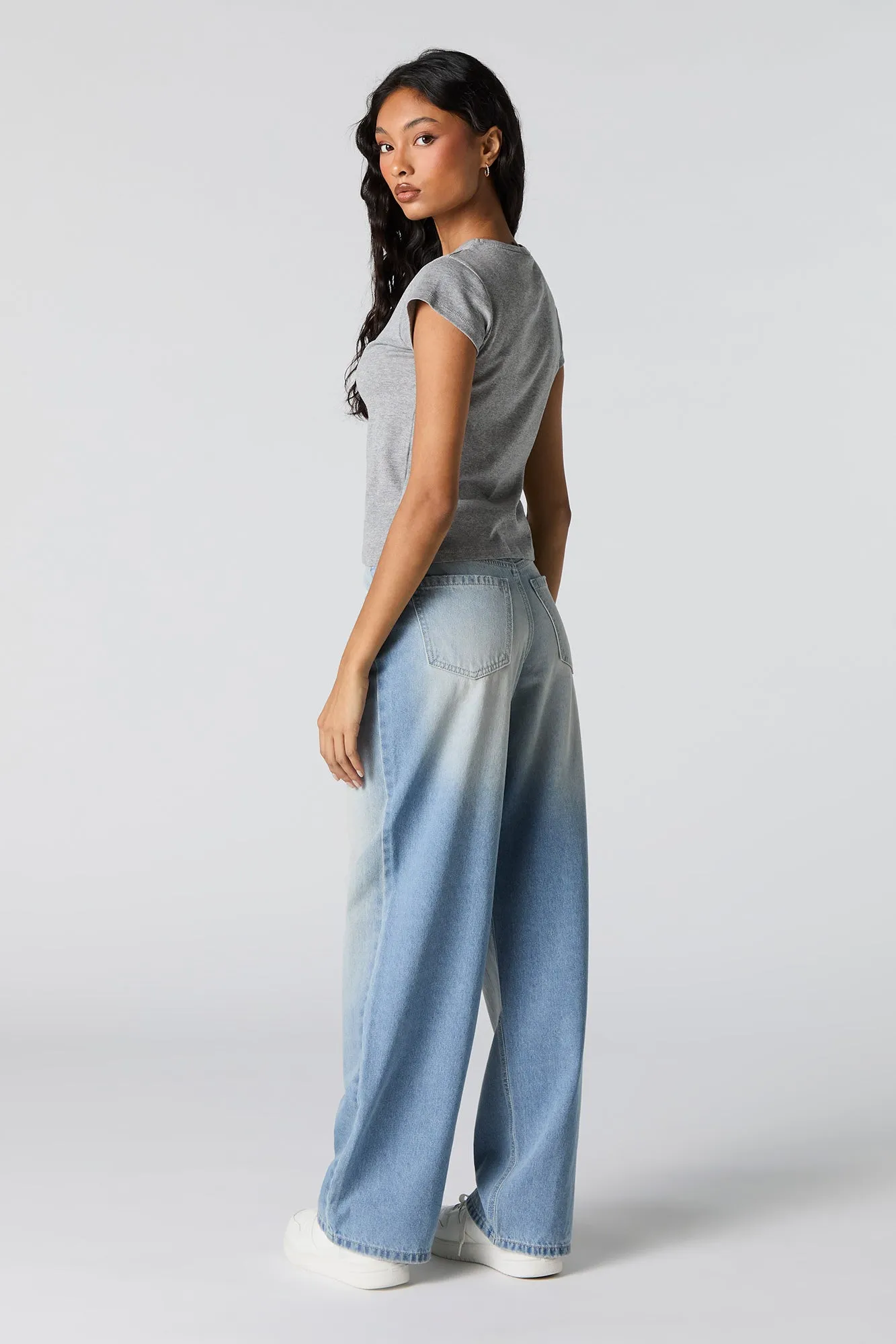 Vintage Wash Mid Rise Baggy Jean