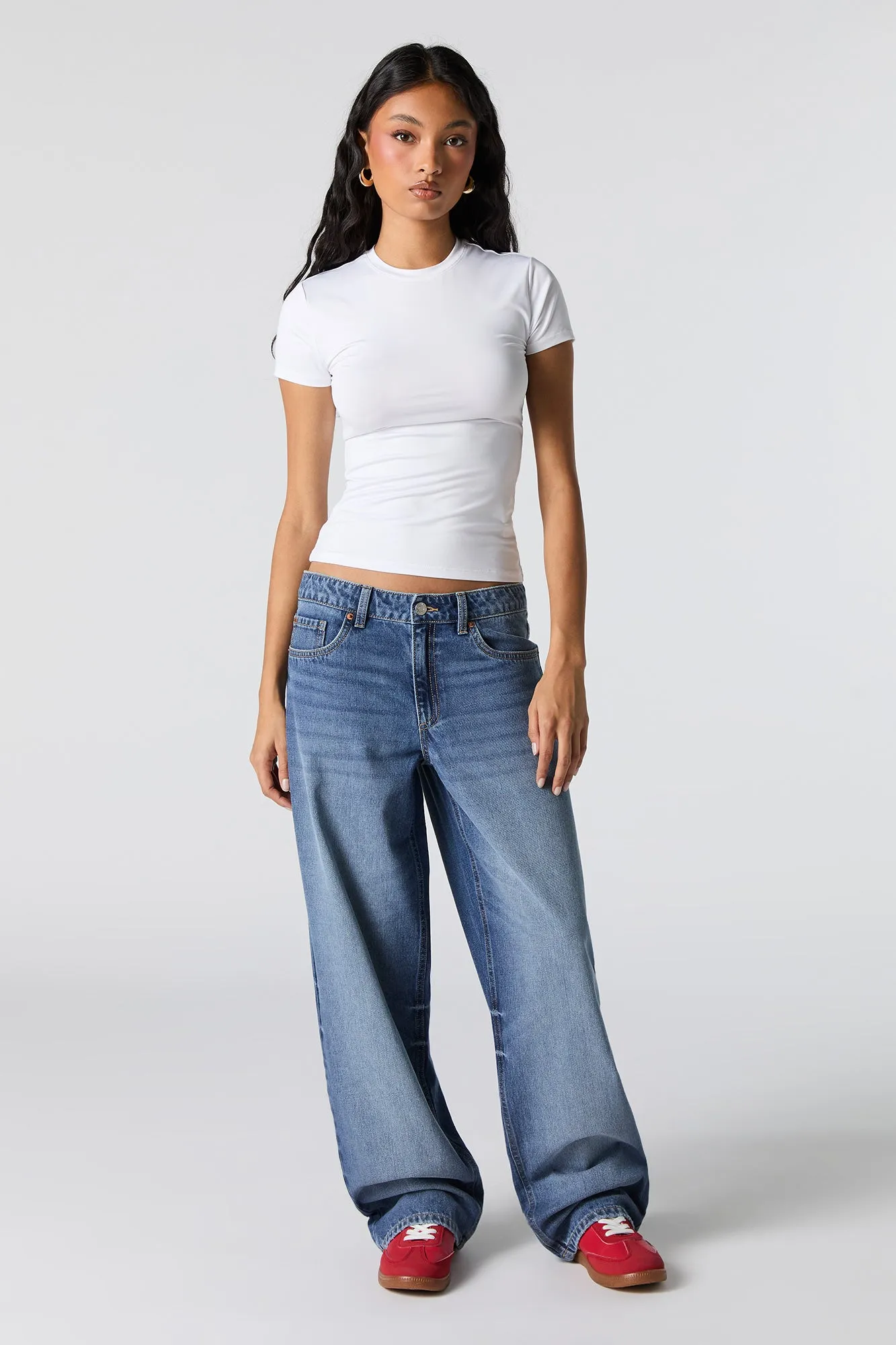 Vintage Wash Mid Rise Baggy Jean