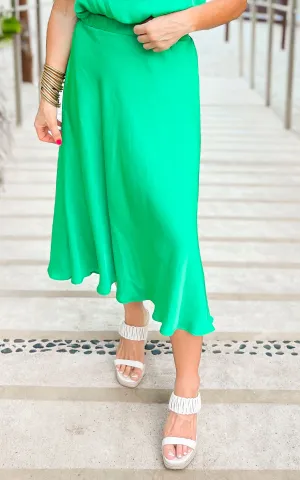 Washed Poly Silk Midi Swing Skirt - Final Sale